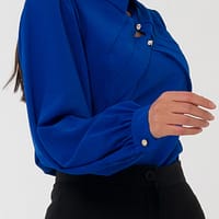 chemisier nuit de saphir 02 Blouse élégante bleue avec boutons strass