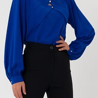 chemisier nuit de saphir 03 Blouse élégante bleue avec boutons strass