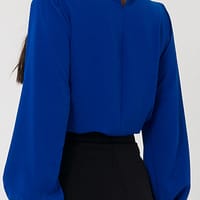 chemisier nuit de saphir 04 Blouse élégante bleue avec boutons strass