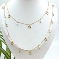collier-double-avec-coeur-et-perle-en-acier-inoxydable Collier double cœurs et perles en acier inoxydable