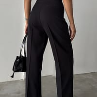 Pantalon taille haute dos Pantalon femme Palazzo chic taille haute noir