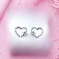 boucles coeur argent Boucles d'oreilles cœur et strass en acier inoxydable