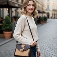 sac à main ecrin d automne Sac à main bicolore élégant marron et beige