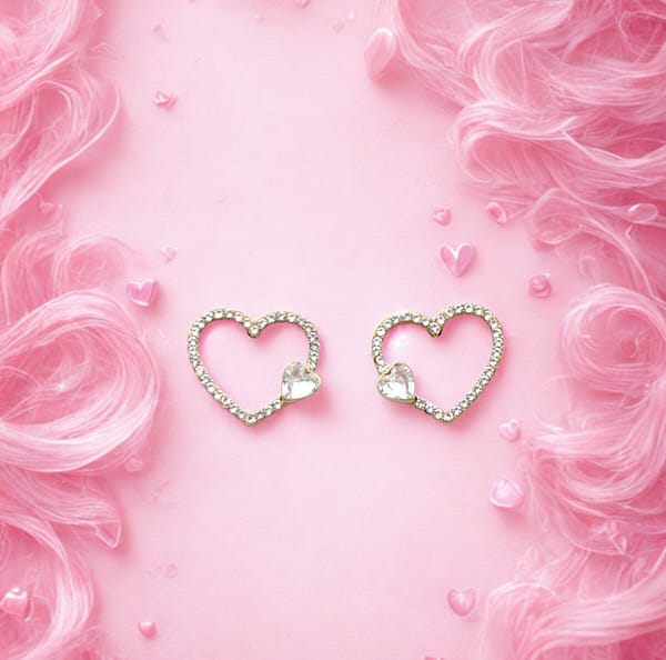 boucles coeur or Boucles d'oreilles cœur et strass en acier inoxydable