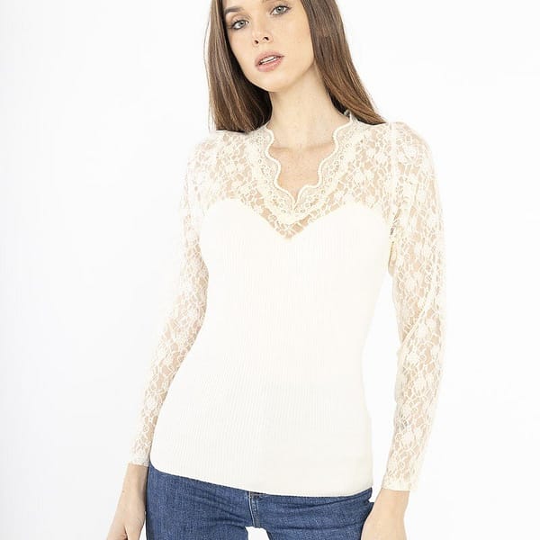 Pull dentelle de lune pull femme dentelle blanc écru
