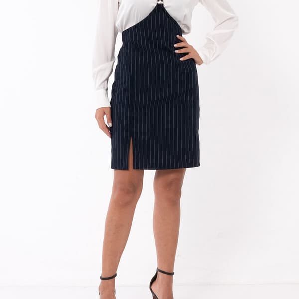 ensemble chemise blanche femme et jupe marine Ensemble femme élégant chemise satinée blanche et jupe marine