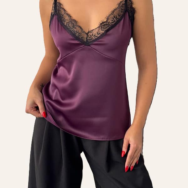Top caraco bretelles réglables Top femme satiné dentelle – Bretelles réglables