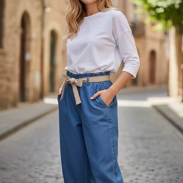 Jean fluide taille élastique femme – coupe confortable et élégante Jean fluide taille élastique femme – coupe confortable et élégante