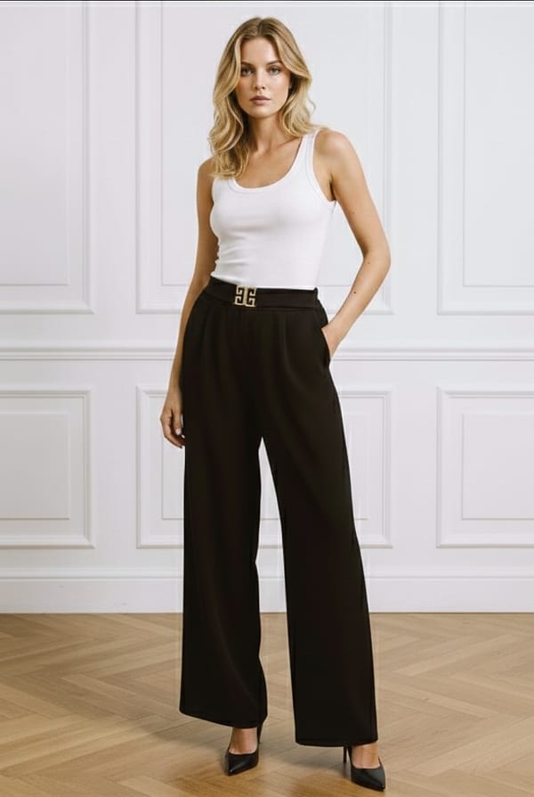 Pantalon noir à boucle dorée Pantalon noir à boucle dorée