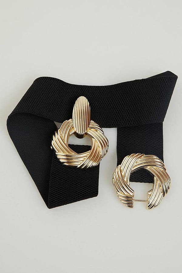 2 Ceinture Élastique avec Boucle Dorée