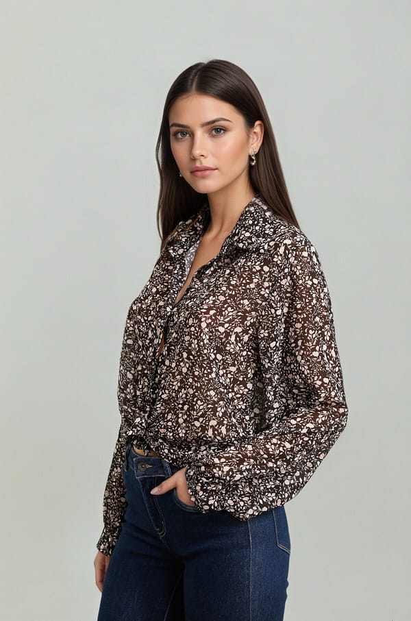 chemise-fluide-en-mousseline-a-imprime-fleuri_noir Blouse légère imprimé fleuri noir Taille unique